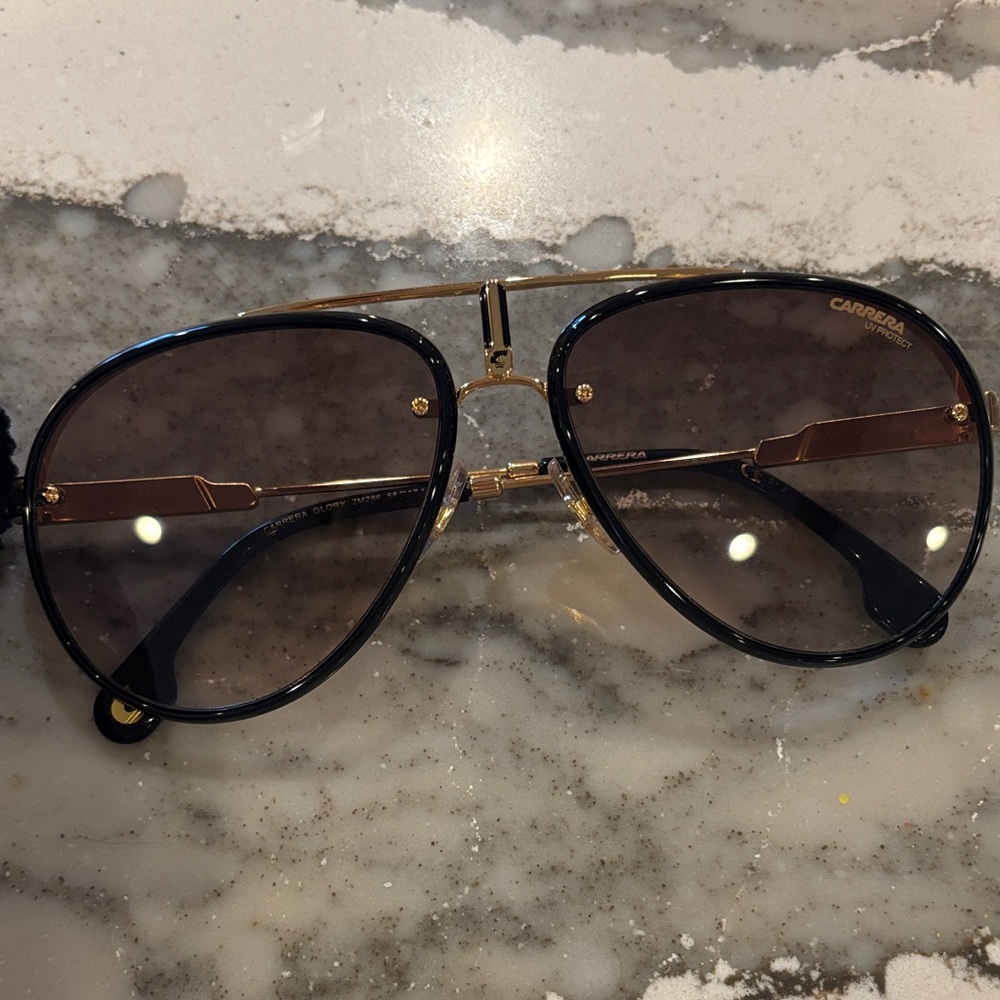 Carrera Gold and Black Aviator Sunglasses